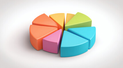 Obraz premium Colorful 3D pie chart with a red arrow illustrating business growth and financial data as an icon