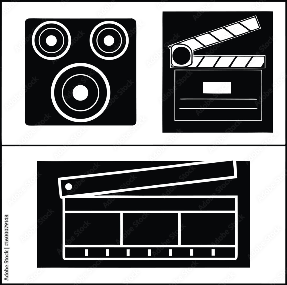 Poster minimalist graphic design with three distinct elements isolated on transparent background