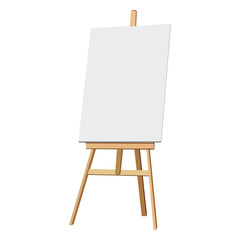 Blank canvas on wooden easel illustration