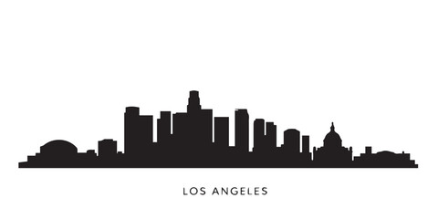 Fototapeta premium Stylized vector illustration of the Los Angeles skyline in flat silhouette style