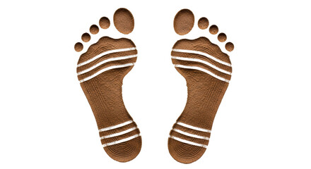 Isolated Footprints in Brown with White Stripes