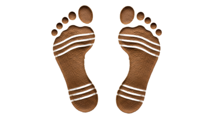 Isolated Footprints in Brown with White Stripes