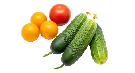 Isolated Cucumbers and Cherry Tomatoes