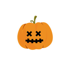Halloween style cartoon pumpkin illustration with unique and imaginative facial expression