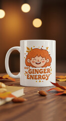 Fun autumn mug with whimsical cartoon face and leaves for cozy gatherings