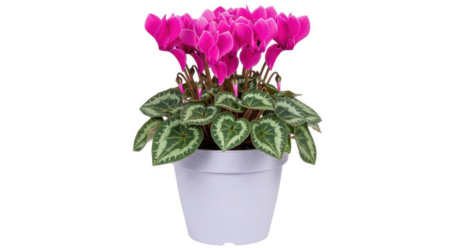 Isolated Potted Cyclamen Flower
