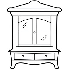 Illustration of a wooden cabinet isolated on transparent background