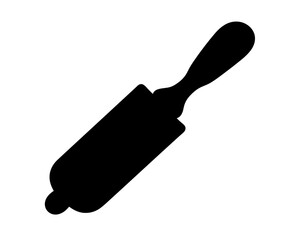 Black and white illustration of a classic wooden rolling pin silhouette