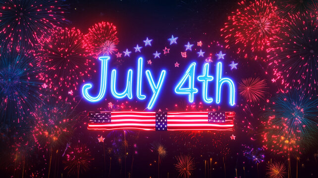 Neon July 4th Fireworks Celebration - Powered by Adobe