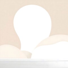 Minimalist podium background showcasing soft, neutral colors with smooth geometric shapes perfect for product display or modern abstract artwork on a gray surface.