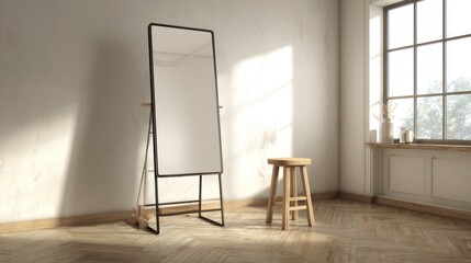 Modern dressing room with mirror