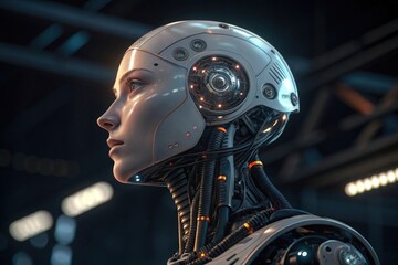 Fototapeta premium Female Android: Futuristic AI Robotics Concept Art