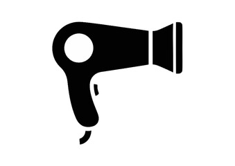 Hair dryer illustration in minimalistic style on white background with copy space
