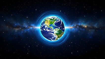 Obraz premium Earth from space wallpaper realistic globe view with stars and nebula background hd