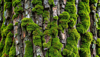 close up of the mossy surface of an old tree