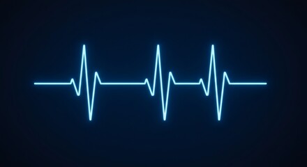 A vibrant blue neon electrocardiogram waveform on a monitor, symbolizing the digital rhythm of life, health, and medical science.