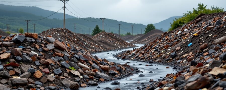 leachate from industrial landfills is a dark liquid formed when rainwater filters through waste absorbing chemicals and heavy metals before entering drainage systems