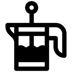 Coffee press. Outlined stroke vector icon with black-filled details.