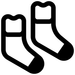 Comfy socks. Outlined stroke vector icon with black-filled details.