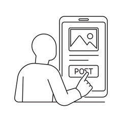 A person posting content on a mobile device, highlighting social media engagement. Ideal for digital marketing and online presence themes.