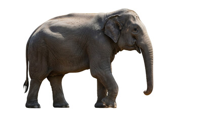 Obraz premium Gray elephant in profile view against a black background.