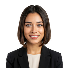 Attractive professional woman with a confident smile against a transparent background
