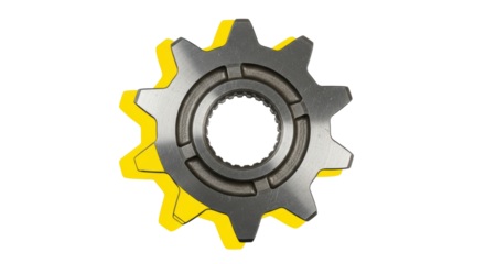 Isolated Metal Gear with Yellow Outline