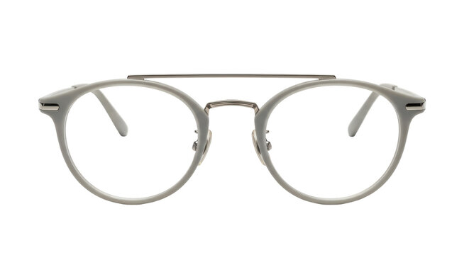 Isolated Silver Frame Glasses - Powered by Adobe