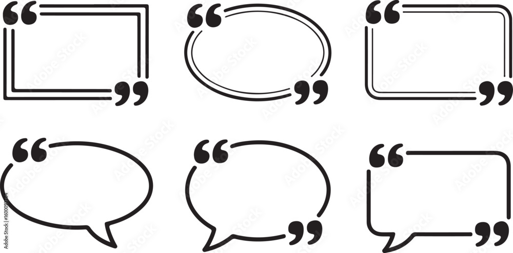 Fototapete quote box vector set speech bubble frames for text message dialogue bubbles