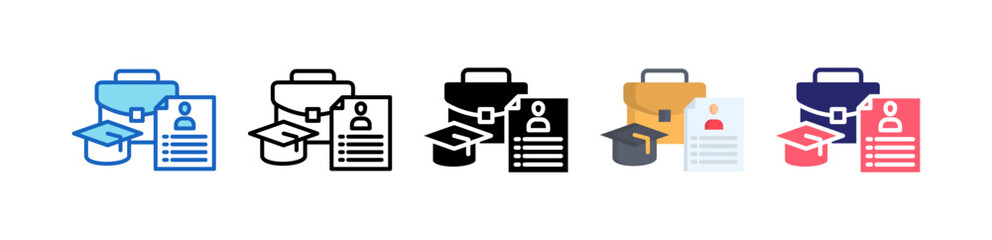 Internship Multiple Style Icon Set Collection.  