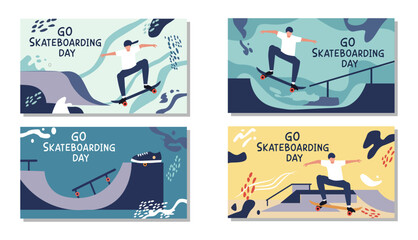 Dynamic Go Skateboarding Day Illustration with Skateboarder in Action