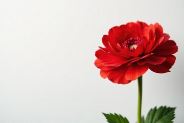 Vibrant red ranunculus blossoms, pristine white backdrop, vibrant, isolated, floral