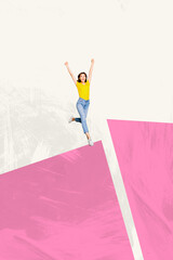 Collage of successful person near large rising arrow or stats symbolizing financial growth business...