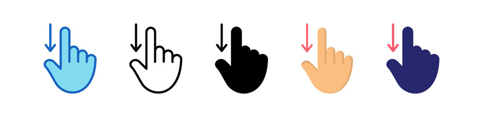 Swipe Down Multiple Style Icon Set Collection.  