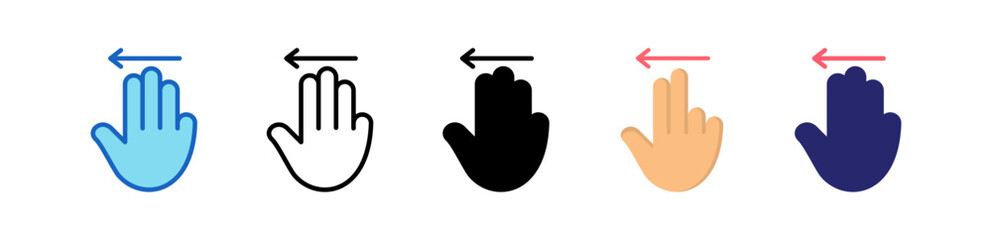 Swipe Left Multiple Style Icon Set Collection.  