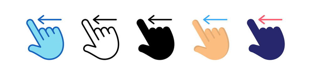 Swipe Left Multiple Style Icon Set Collection.  