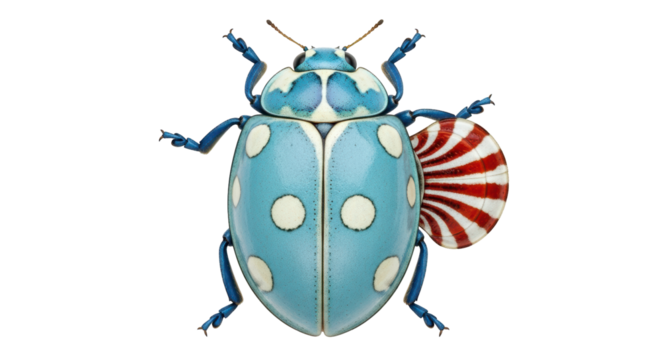 Isolated Ladybug with Opened Wings