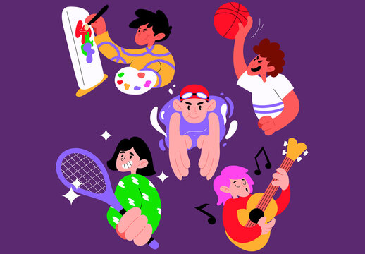 Purple Hand Drawn After School Program Asset Illustration