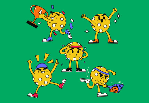 Green Cartoon Pickle Ball Figure Asset Illustration