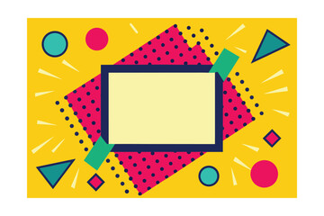Pop Art Frame Geometric Shapes Polka Dots Yellow