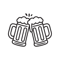 Two Frothy Beer Mugs Toasting Illustration Fresh Design Celebrating Good Times Oktoberfest Festivities and Cheers to Friendship and Merriment