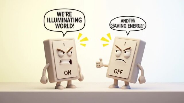 Angry Light Switch Showdown: On vs. Off in an Energetic 3D Animation!