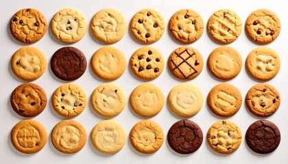 Fototapeta premium Round cookies in a grid pattern