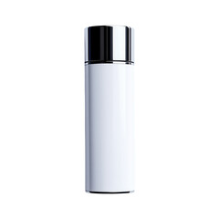 Blank white cylindrical bottle with chrome cap.