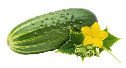 Isolated Cucumber with Flower and Leaves