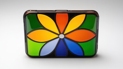 Colorful Flower Design Rectangular Glossy Clutch Purse