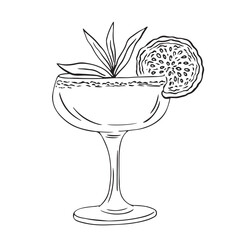 Hand drawn cocktail drink. La dolce vita Italy vacation bar element. Perfect for wallpaper, template, banner, wall decor, print, postcard, cover. Vector Line art doodle illustration 