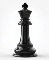 Fototapeta premium Large Black Chess King Piece Isolated on White Background Chess Strategy Concept and Game Piece for Competition and ligence Illustration