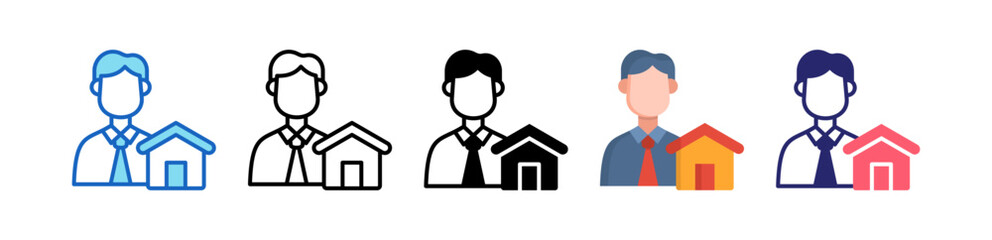 Lender Multiple Style Icon Set Collection.  