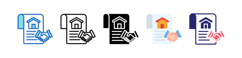 Agreement Multiple Style Icon Set Collection.  